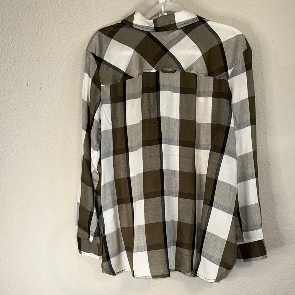 Philosophy Olive and White Checkered Button Down Shirt - Picture 5 of 6